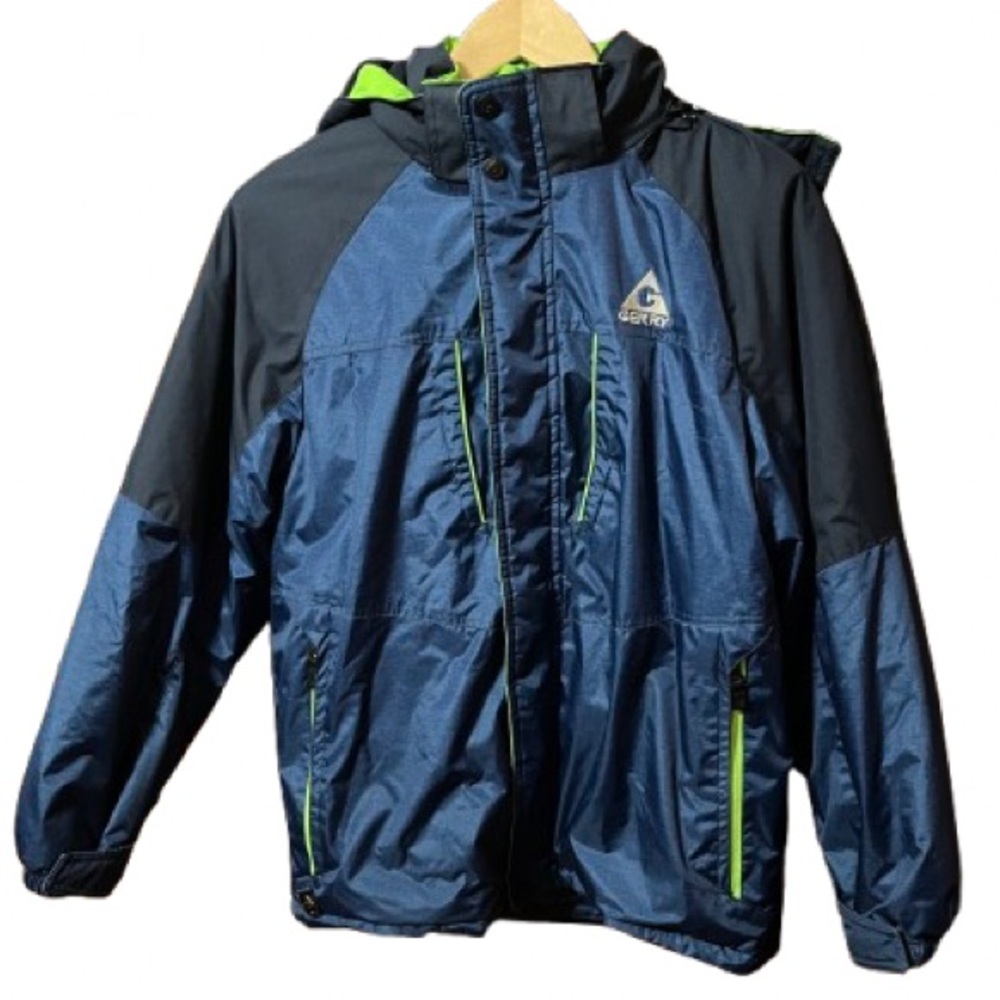 Gerry Insulated Blue and Green Jacket Removable Hood Size Large